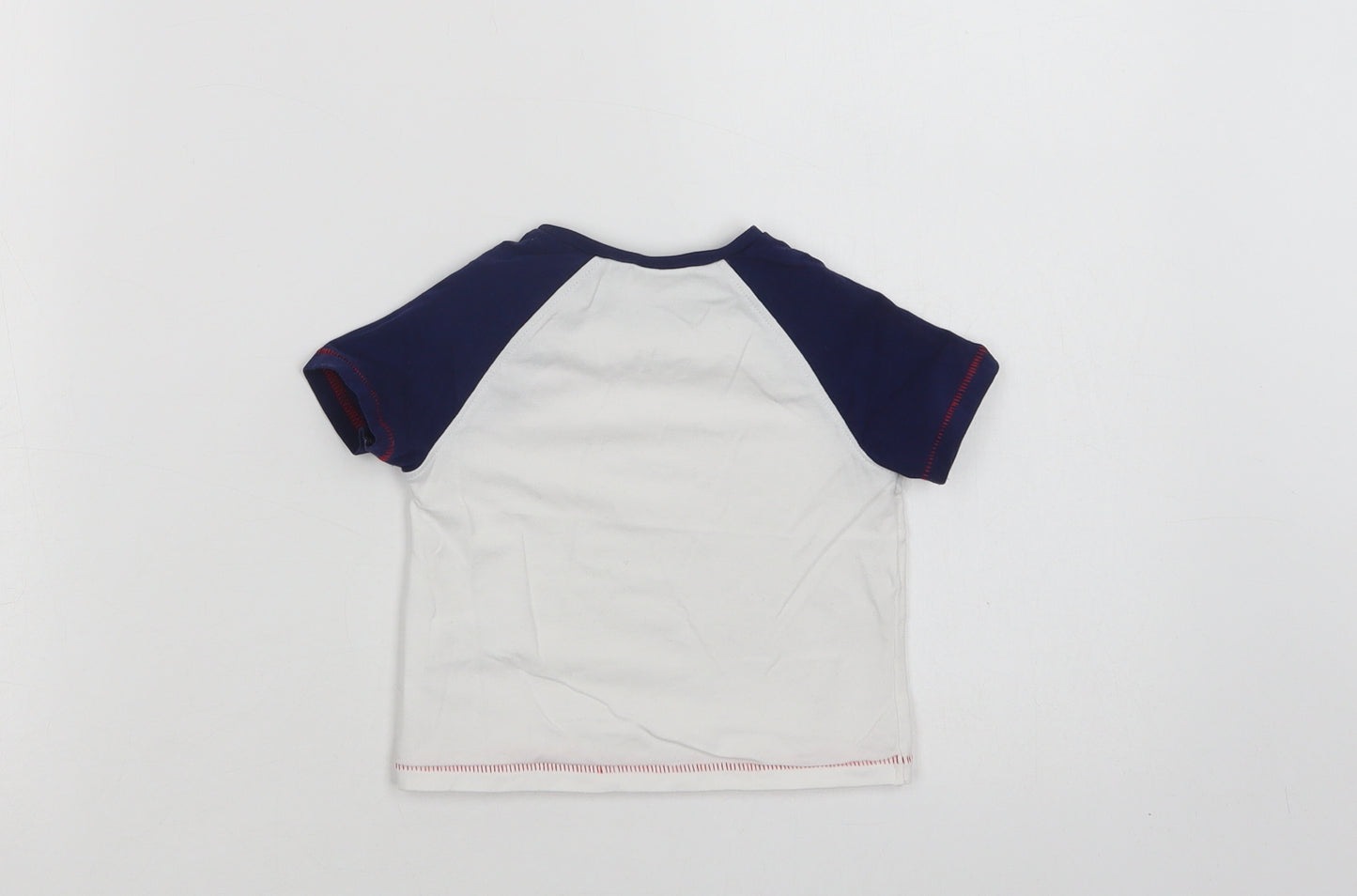 NEXT Baby White Colourblock Cotton Basic T-Shirt Size 3-6 Months Crew Neck Snap