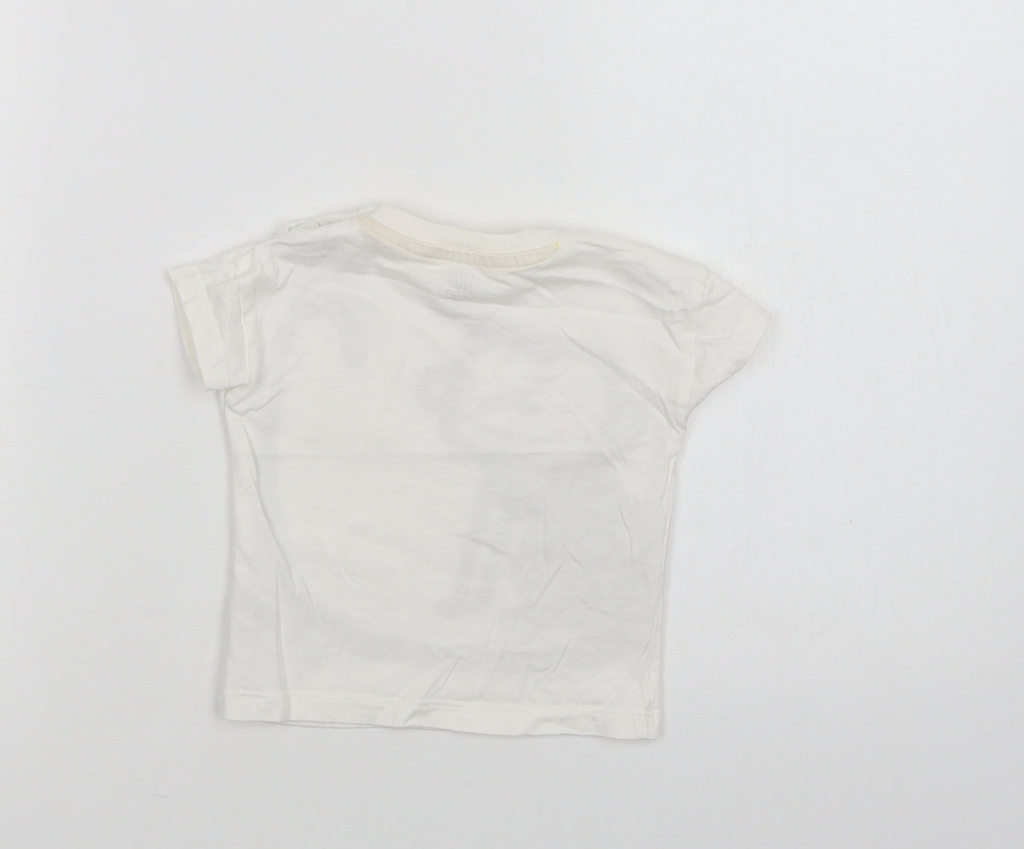 F&F Baby White  Cotton Basic Polo Size 3-6 Months Crew Neck Snap - Cute Monkey