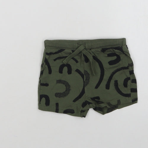 F&F Baby Green Geometric Cotton Jogger Leggings Size 3-6 Months  Drawstring