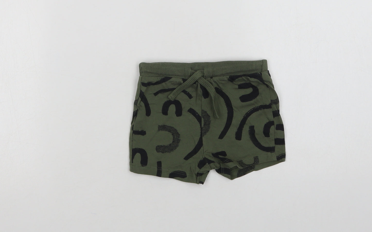 F&F Baby Green Geometric Cotton Jogger Leggings Size 3-6 Months  Drawstring