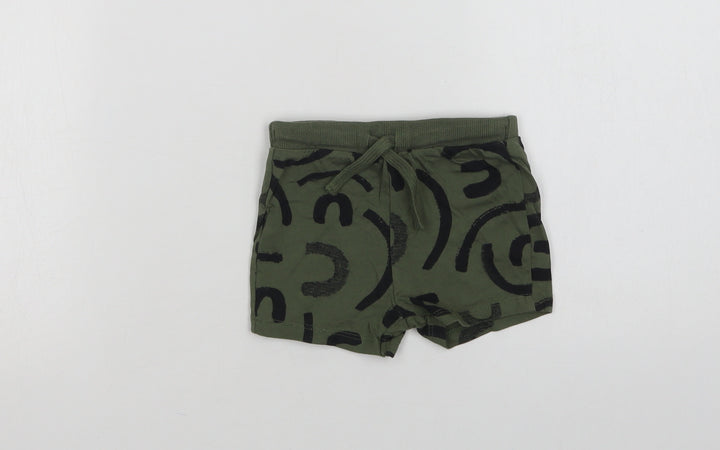 F&F Baby Green Geometric Cotton Jogger Leggings Size 3-6 Months  Drawstring