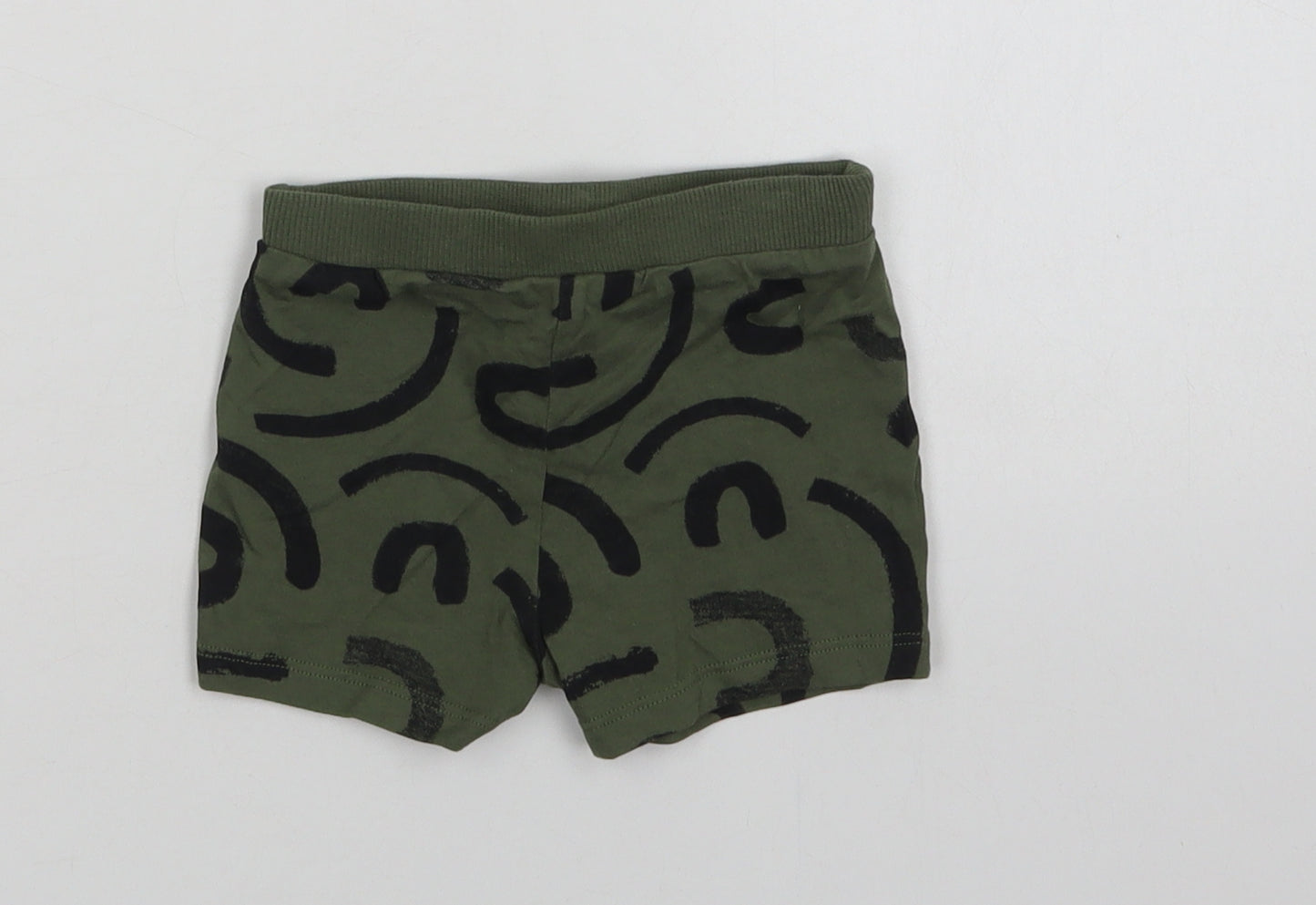 F&F Baby Green Geometric Cotton Jogger Leggings Size 3-6 Months  Drawstring