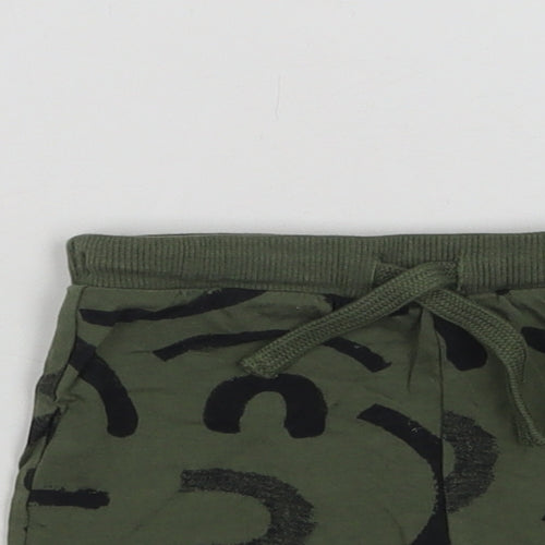 F&F Baby Green Geometric Cotton Jogger Leggings Size 3-6 Months  Drawstring
