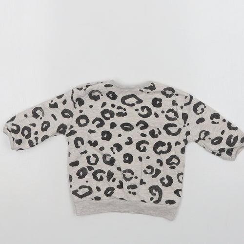 George Baby Grey Animal Print Cotton Pullover Jumper Size 3-6 Months  Snap
