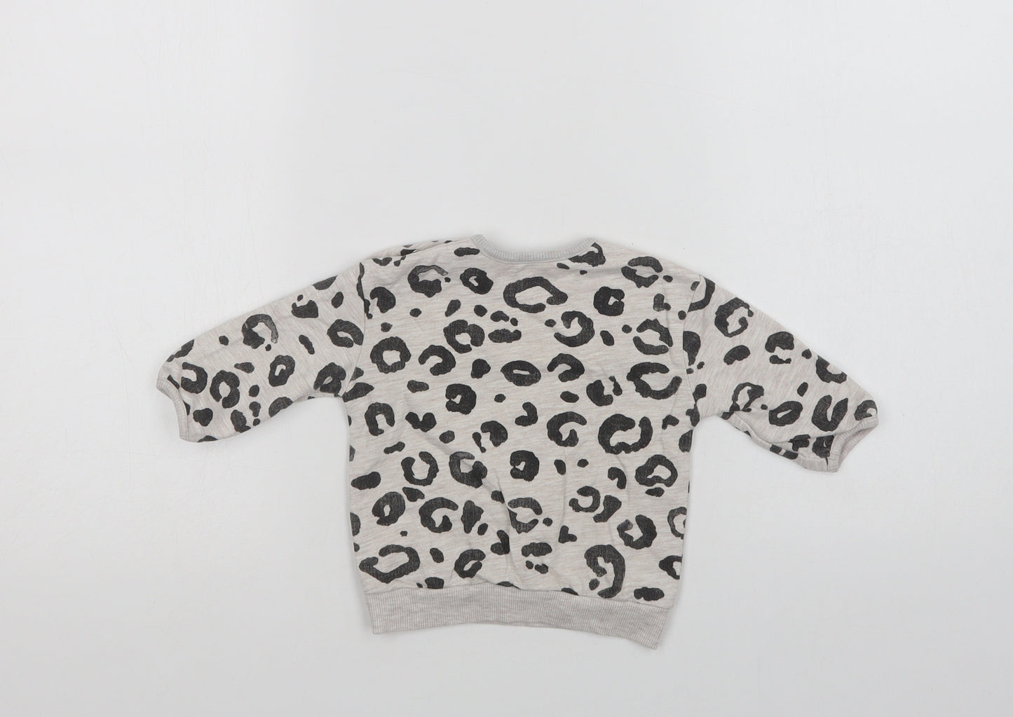 George Baby Grey Animal Print Cotton Pullover Jumper Size 3-6 Months  Snap