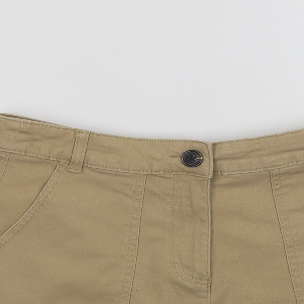 Primark Womens Beige  Cotton Hot Pants Shorts Size 12 L3 in Regular Button