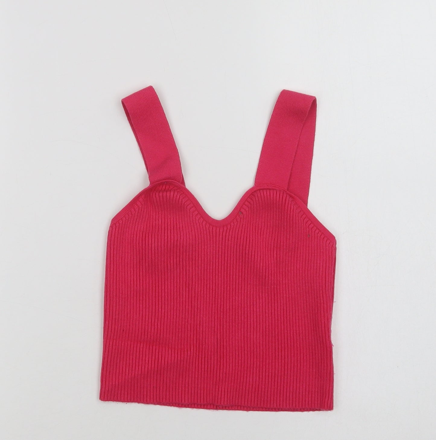 SheIn Womens Pink  Nylon Cropped Tank Size S V-Neck