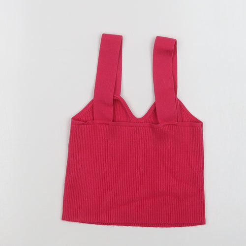SheIn Womens Pink  Nylon Cropped Tank Size S V-Neck
