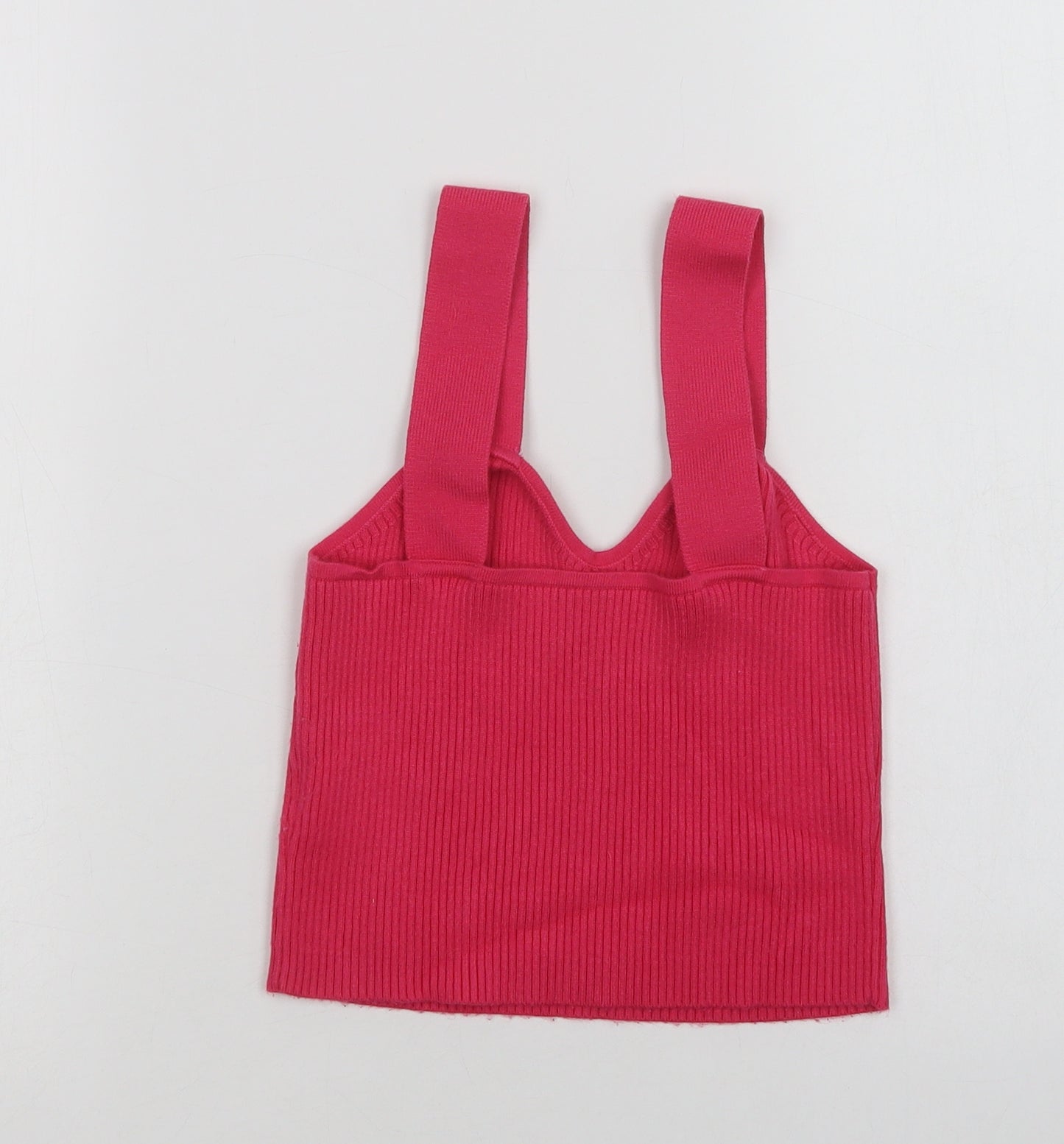 SheIn Womens Pink  Nylon Cropped Tank Size S V-Neck