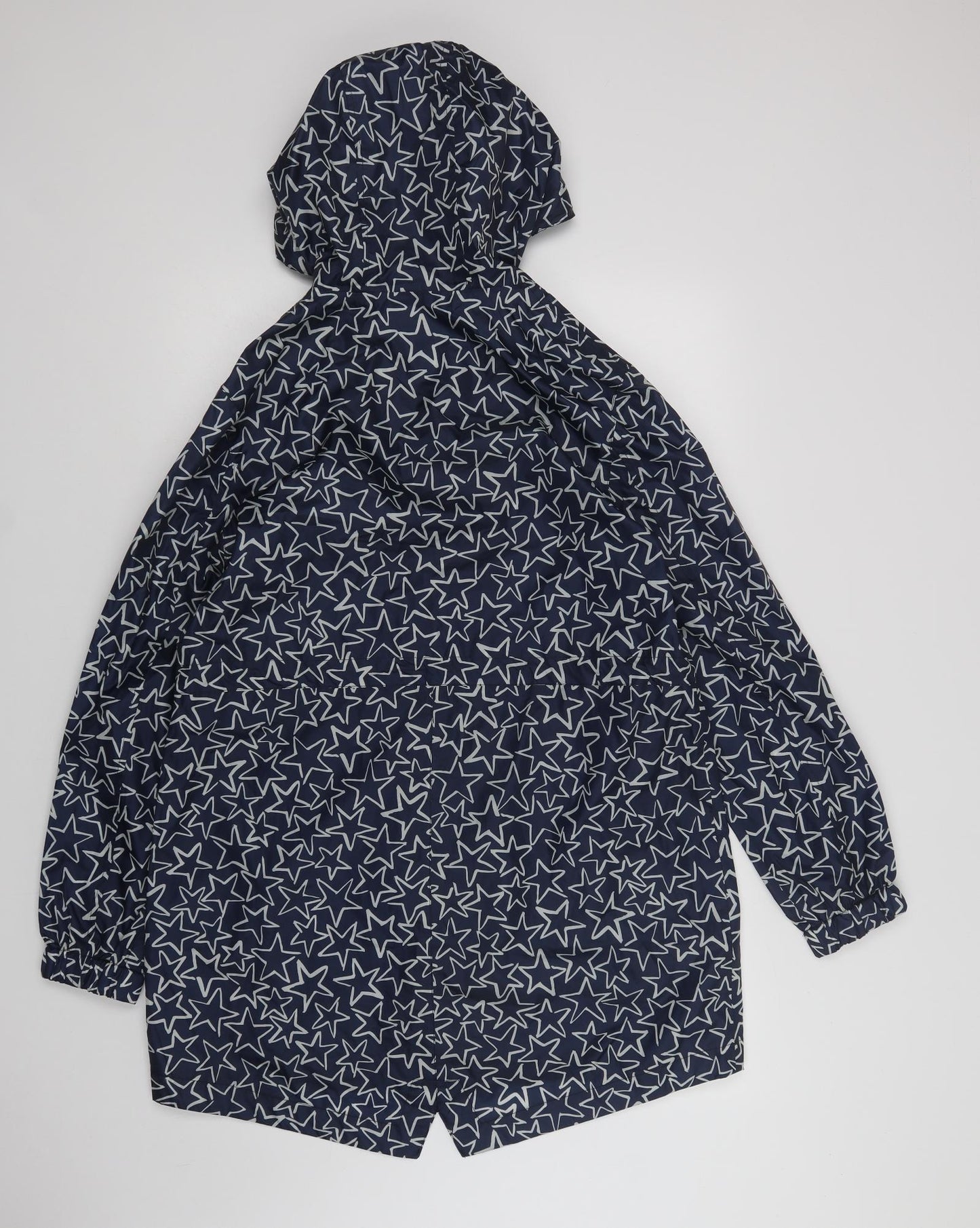 Joules Womens Blue Geometric  Rain Coat Coat Size 12  Zip - Star Print