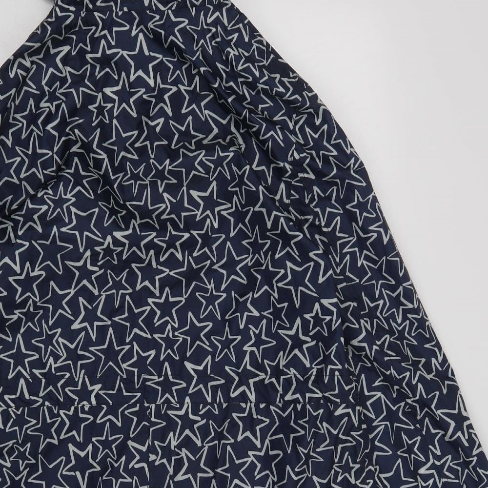 Joules Womens Blue Geometric  Rain Coat Coat Size 12  Zip - Star Print