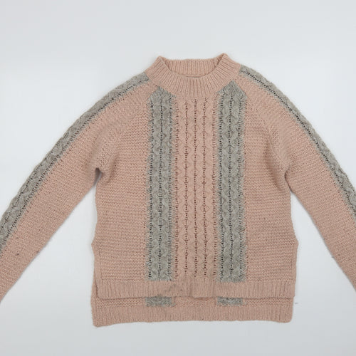 Papaya Womens Pink Mock Neck  Acrylic Pullover Jumper Size S