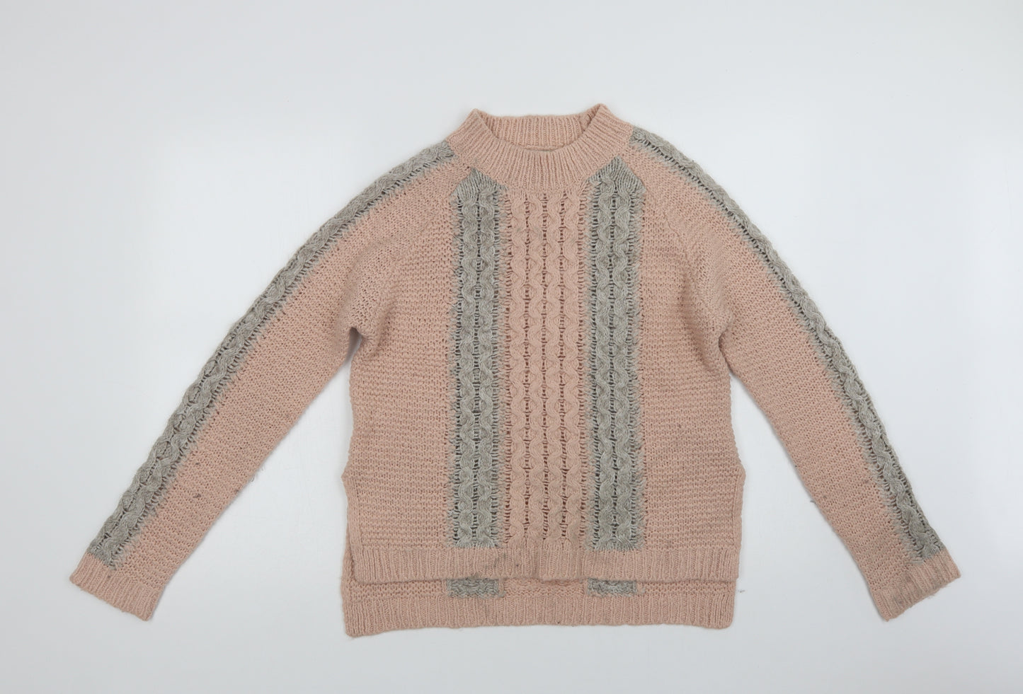 Papaya Womens Pink Mock Neck  Acrylic Pullover Jumper Size S