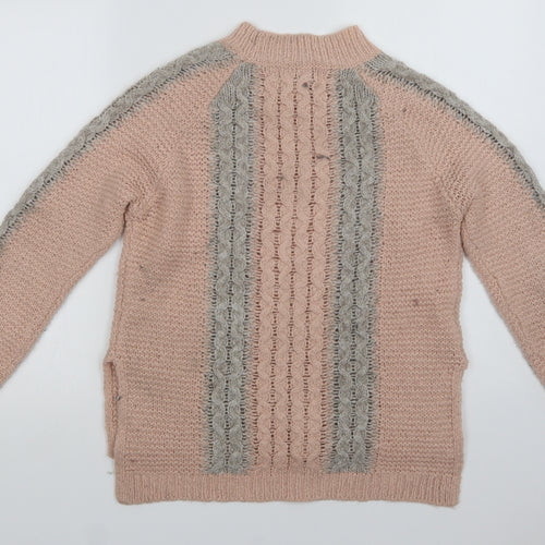 Papaya Womens Pink Mock Neck  Acrylic Pullover Jumper Size S