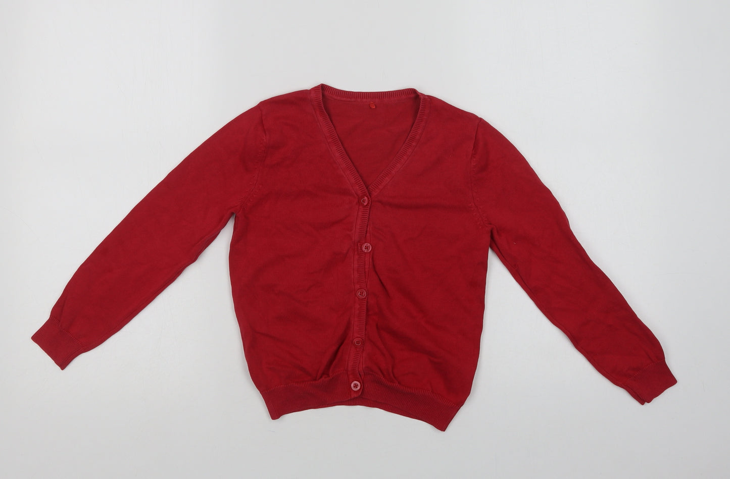 George Girls Red V-Neck  Cotton Cardigan Jumper Size 6-7 Years  Button - School Wear
