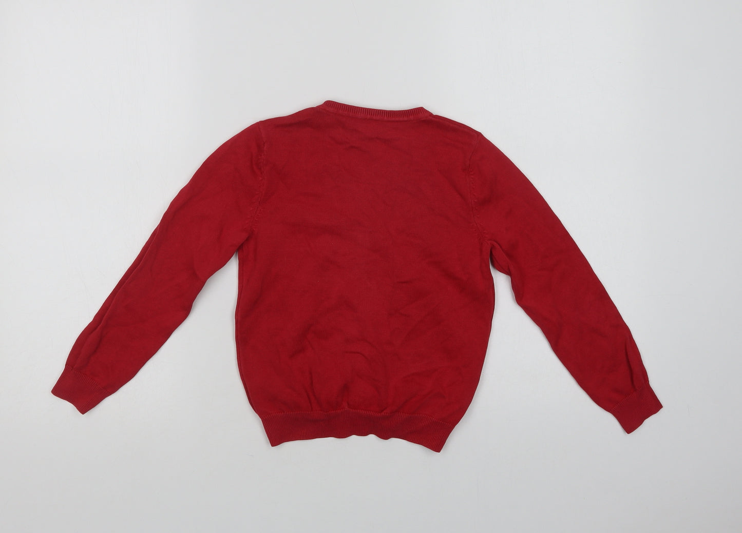 George Girls Red V-Neck  Cotton Cardigan Jumper Size 6-7 Years  Button - School Wear