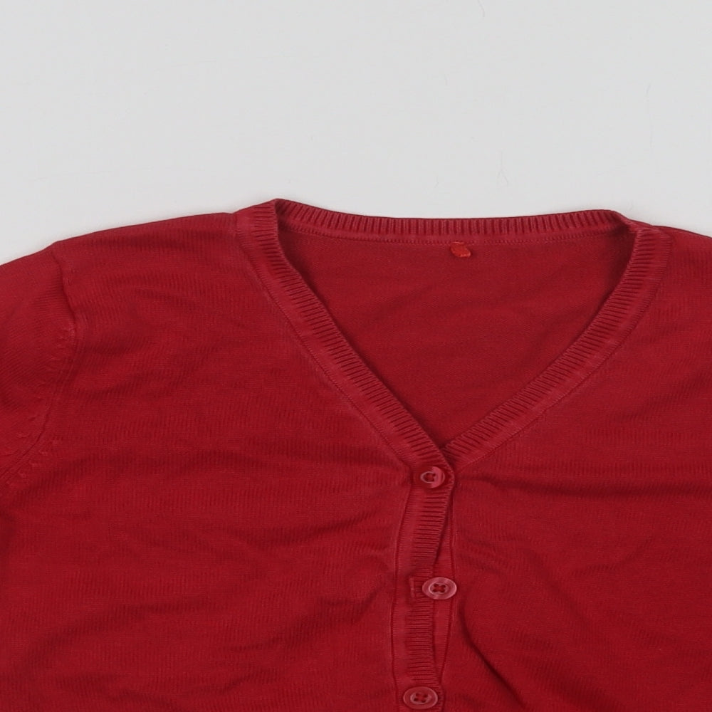 George Girls Red V-Neck  Cotton Cardigan Jumper Size 6-7 Years  Button - School Wear