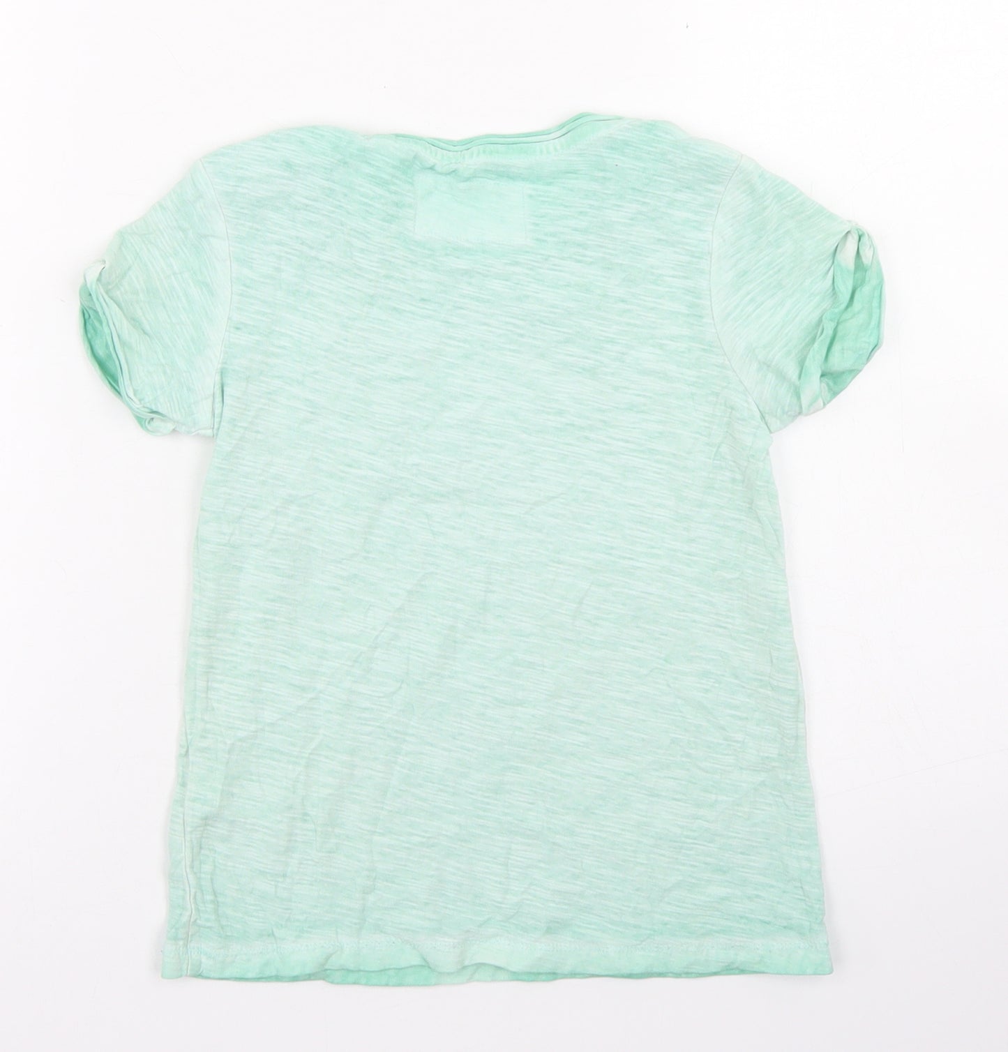 NEXT Girls Blue  Cotton Basic T-Shirt Size 6 Years Crew Neck  - Lace Sleeve Detail