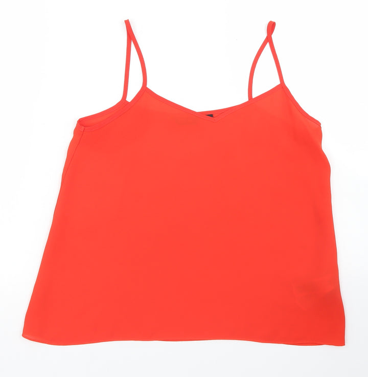 New Look Womens Red  Polyester Camisole Blouse Size 8 Round Neck