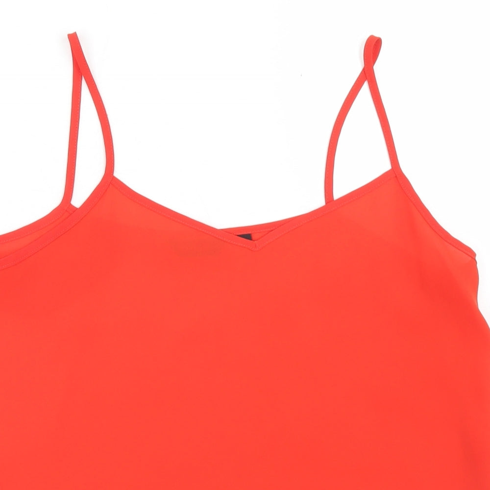 New Look Womens Red  Polyester Camisole Blouse Size 8 Round Neck
