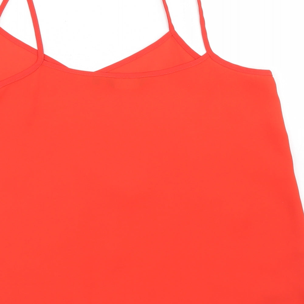 New Look Womens Red  Polyester Camisole Blouse Size 8 Round Neck