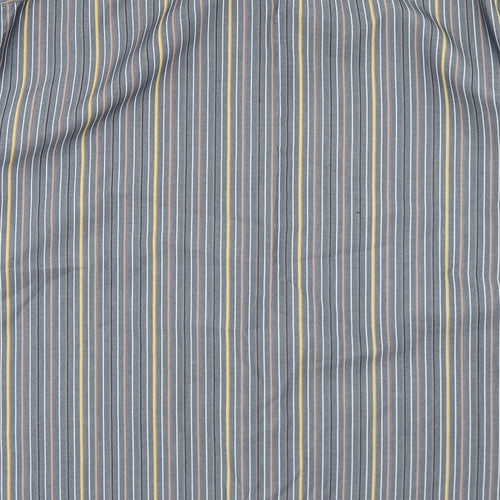 Marks and Spencer Mens Blue Striped Polyester  Button-Up Size L Collared Button