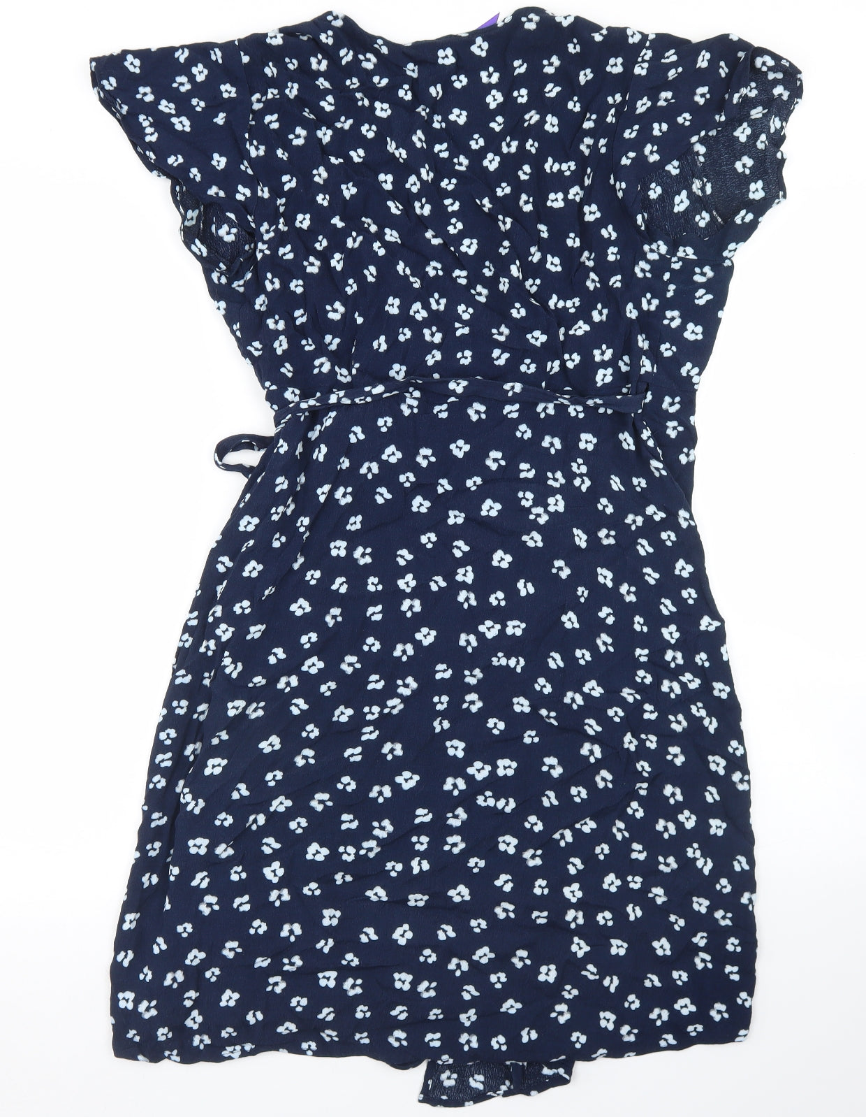 Seraphine Womens Blue Floral Viscose Wrap Dress  Size 10  V-Neck Tie