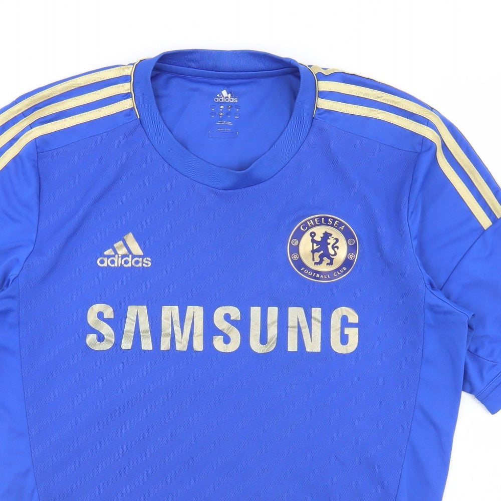 adidas Mens Blue  Polyester Basic T-Shirt Size M Crew Neck  - Chelsea FC