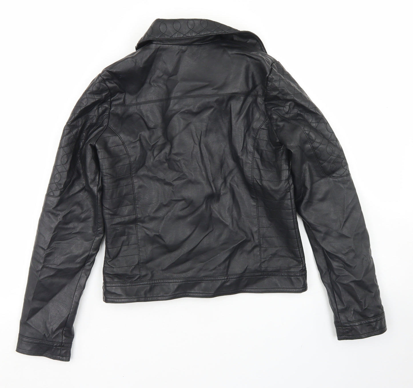 La Redoute Girls Black   Biker Jacket Size 12 Years  Zip - Polyurethane Coated