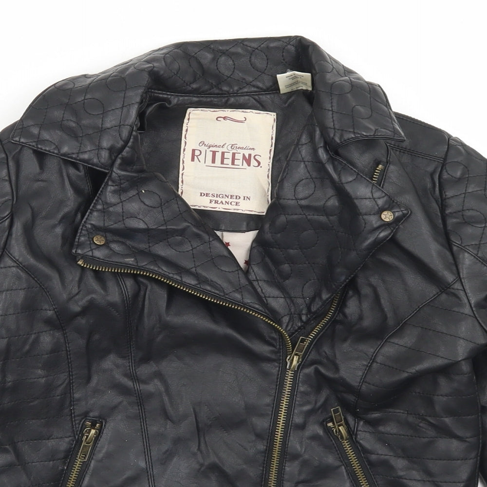 La Redoute Girls Black   Biker Jacket Size 12 Years  Zip - Polyurethane Coated