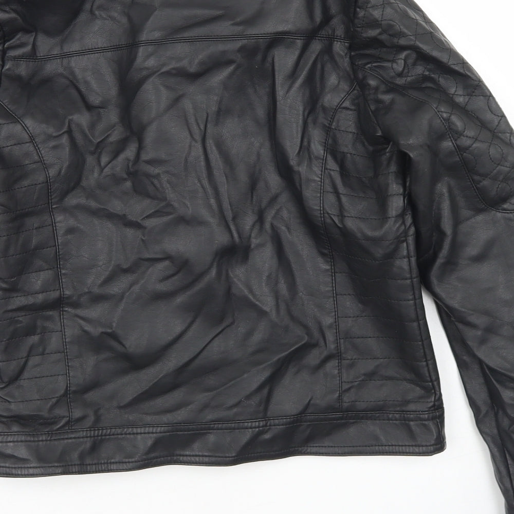 La Redoute Girls Black   Biker Jacket Size 12 Years  Zip - Polyurethane Coated