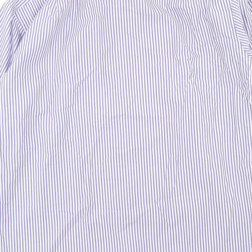 Marks and Spencer Mens Purple Striped Cotton  Dress Shirt Size 16 Collared Button