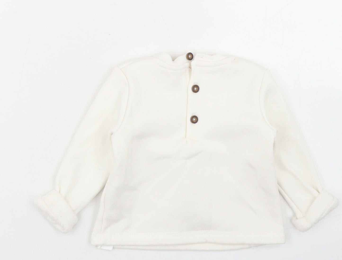 F&F Girls White  Polyester Basic T-Shirt Size 3-6 Months Crew Neck Button - Christmas Reindeer