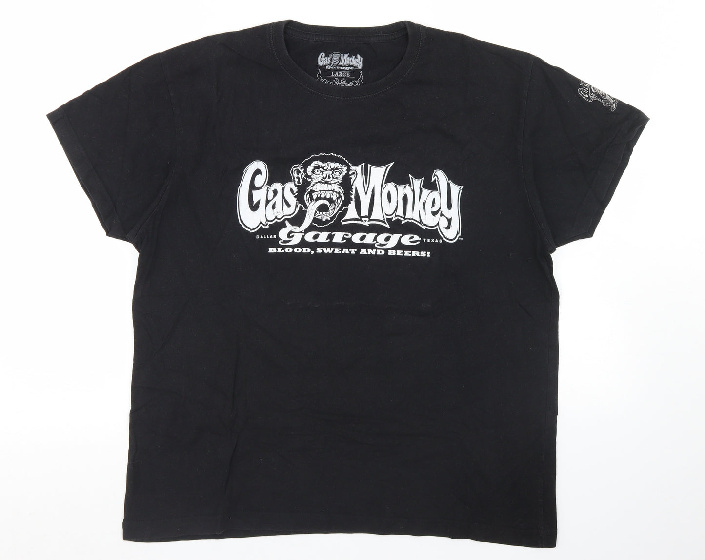 Gas Monkey Garage Mens Black  Cotton  T-Shirt Size L Crew Neck