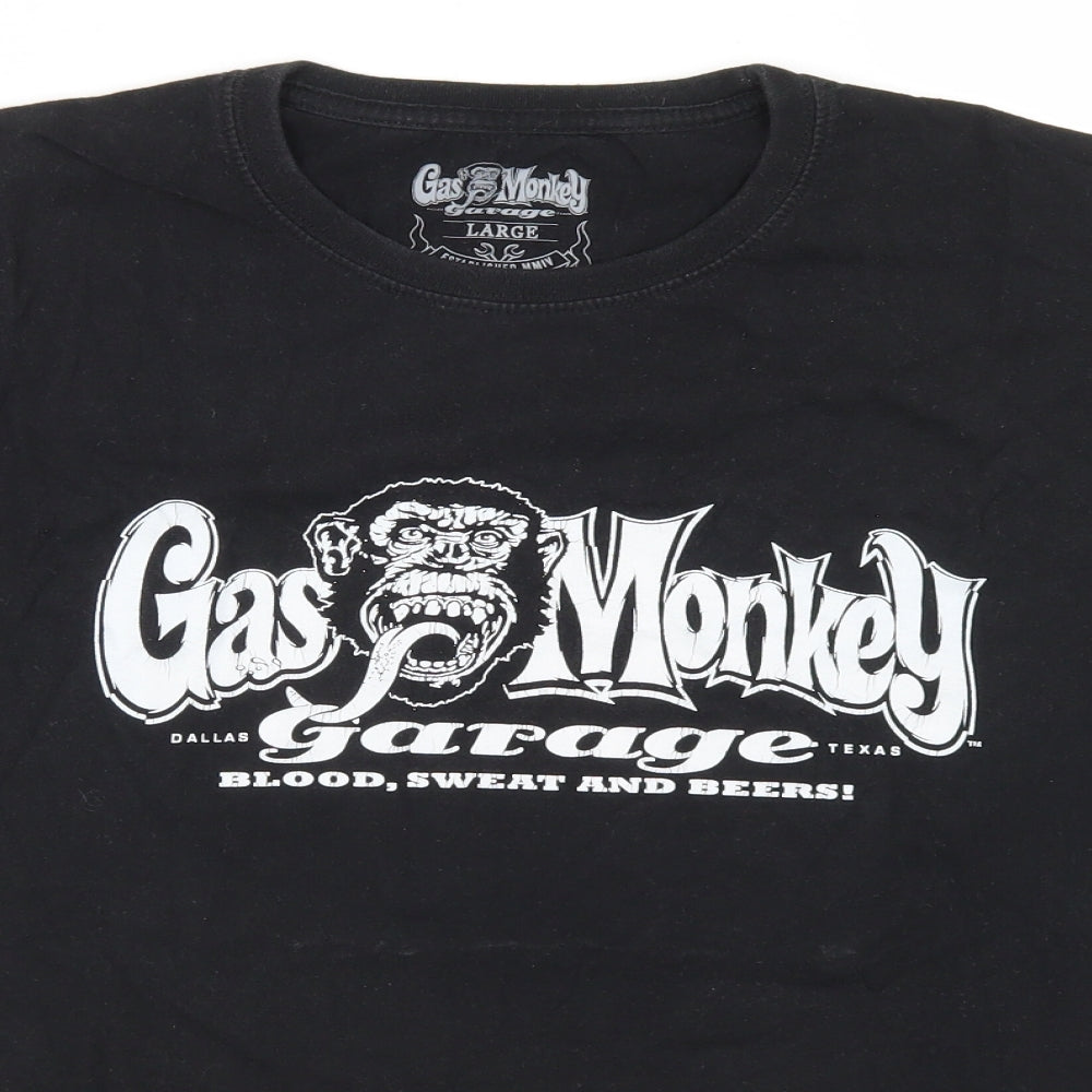 Gas Monkey Garage Mens Black  Cotton  T-Shirt Size L Crew Neck