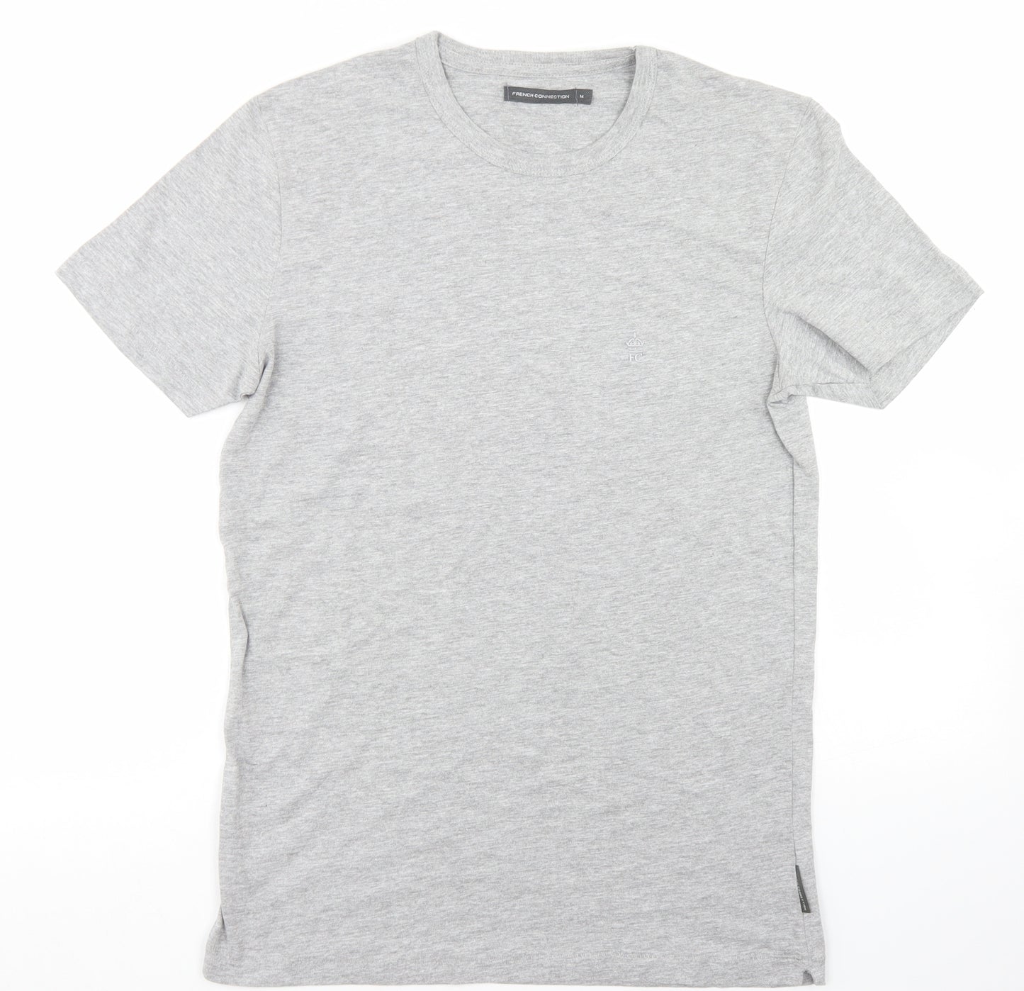 French Connection Mens Grey  Cotton  T-Shirt Size M Crew Neck