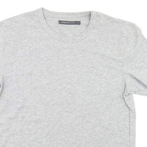 French Connection Mens Grey  Cotton  T-Shirt Size M Crew Neck