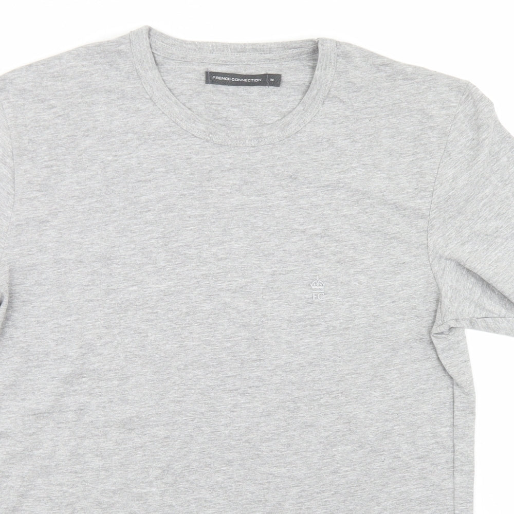 French Connection Mens Grey  Cotton  T-Shirt Size M Crew Neck