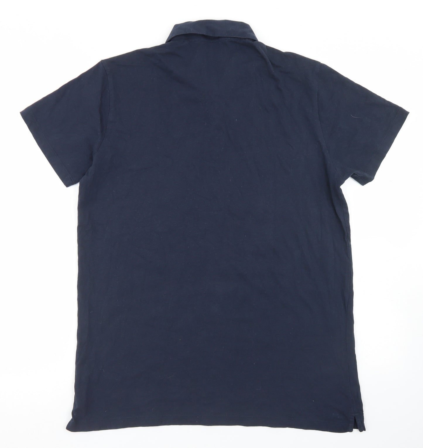 Easy Mens Blue  Cotton  Polo Size L Collared Button