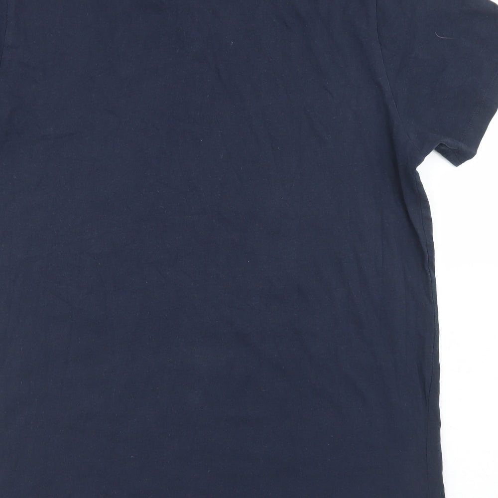 Easy Mens Blue  Cotton  Polo Size L Collared Button