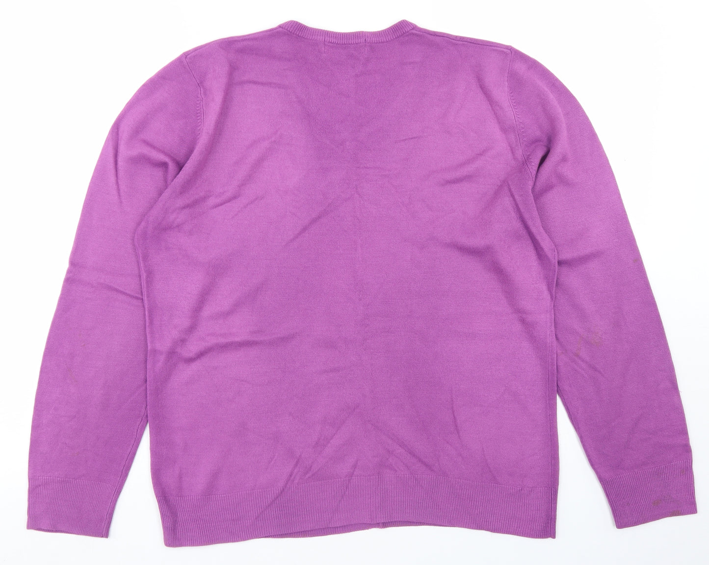 Blue Harbour Mens Purple V-Neck  Acrylic Pullover Jumper Size M