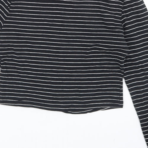 915 Generation Girls Black Striped Cotton Cropped T-Shirt Size 12-13 Years V-Neck