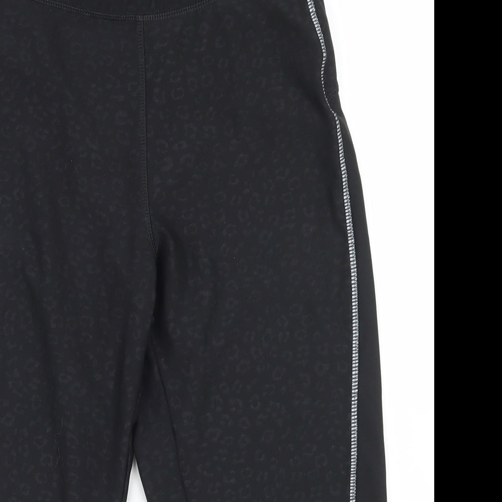Crivit Womens Black Animal Print Polyester Compression Shorts Size M L16 in Regular