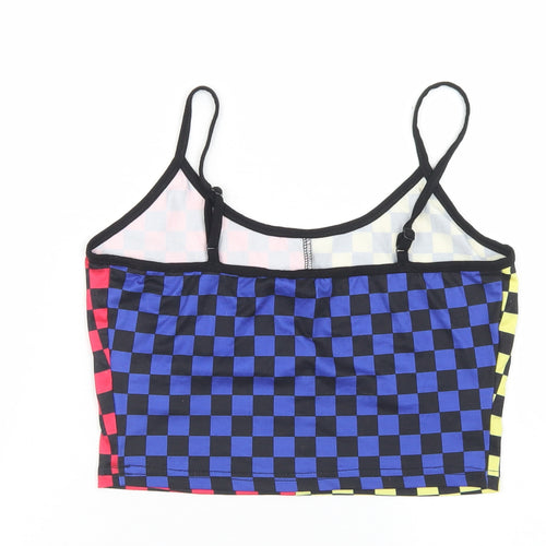 SheIn Womens Multicoloured Check Polyester Camisole T-Shirt Size S Round Neck - Cropped