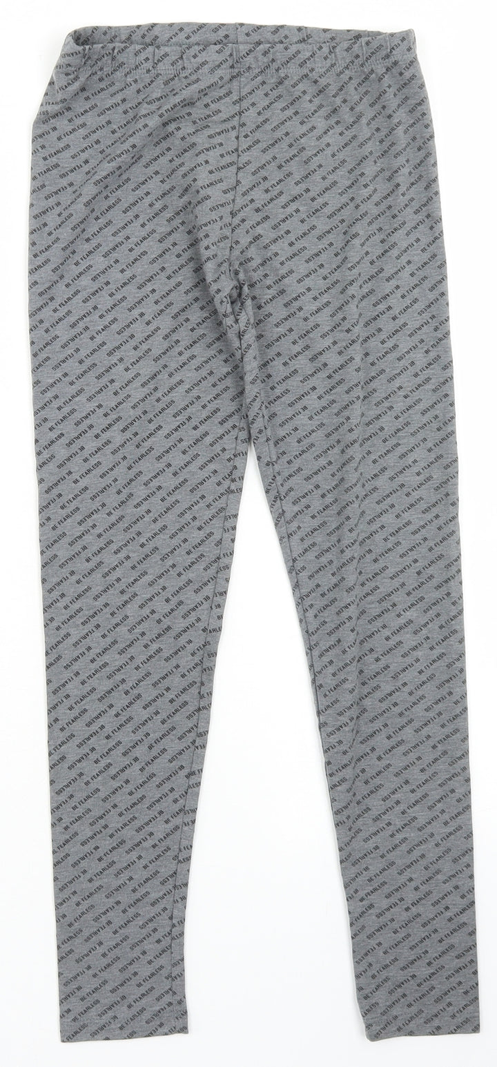 Primark Girls Grey Spotted Polyester Capri Trousers Size 8-9 Years Regular - Be Fearless