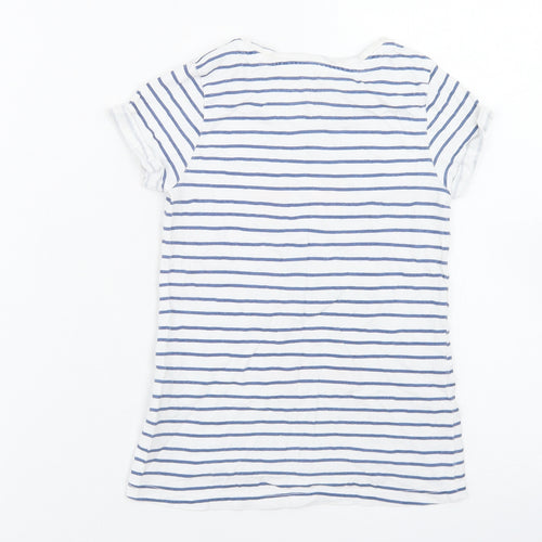 Cool Club Girls Blue Striped Cotton Basic T-Shirt Size 5 Years Crew Neck  - Sunglasses