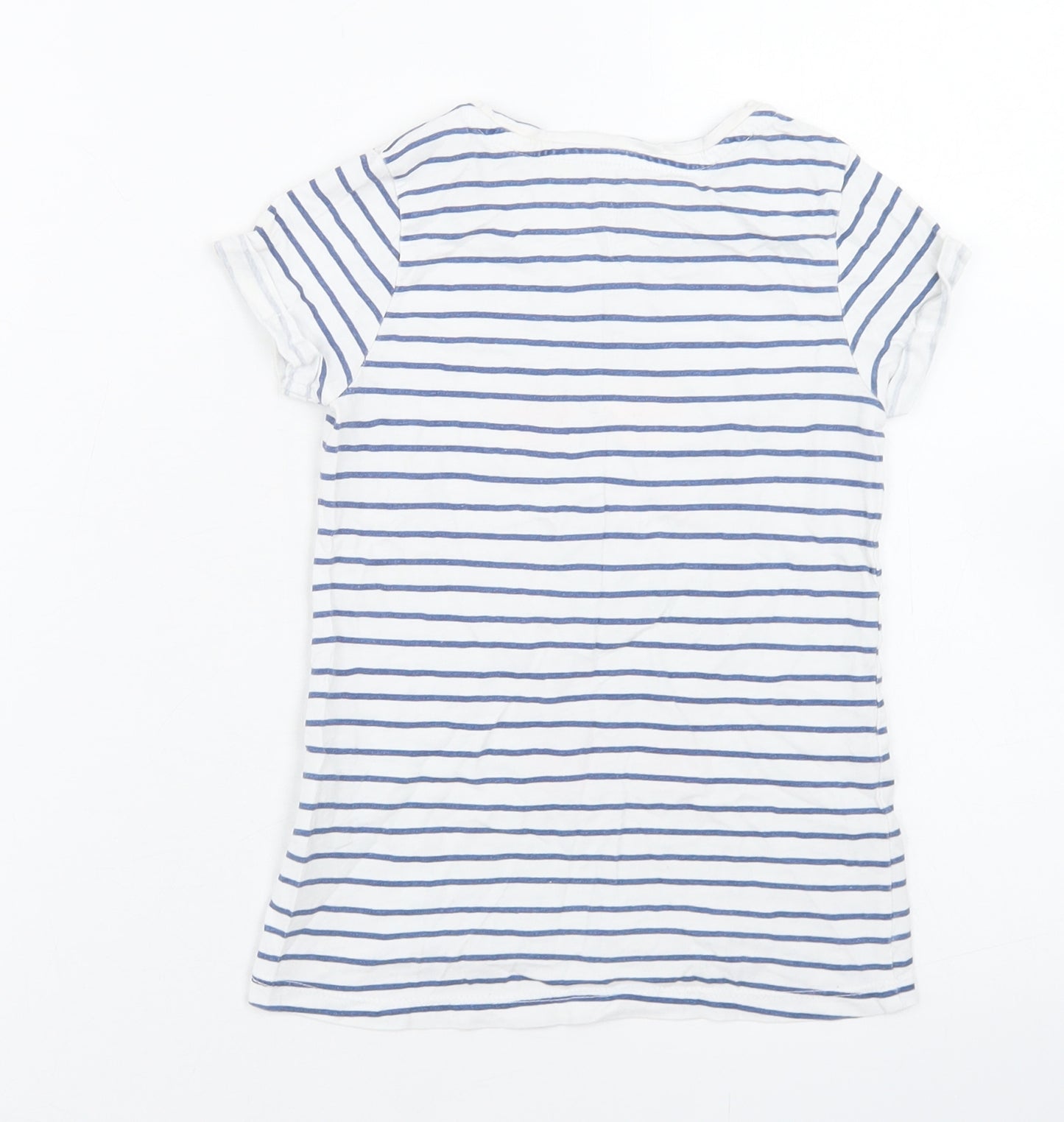 Cool Club Girls Blue Striped Cotton Basic T-Shirt Size 5 Years Crew Neck  - Sunglasses