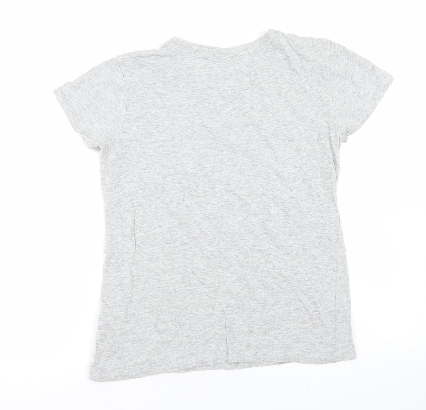 Primark Girls Grey  Cotton Basic T-Shirt Size 2XS Crew Neck  - Slogan