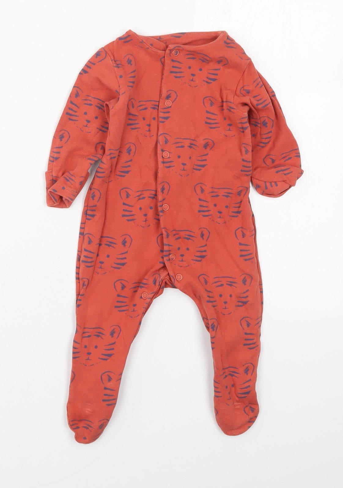 Marks and Spencer Baby Orange Solid Cotton Cami One Piece Size 3-6 Months  Button - Tigers