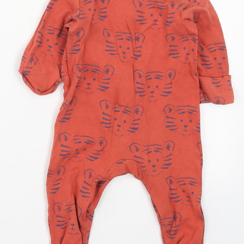 Marks and Spencer Baby Orange Solid Cotton Cami One Piece Size 3-6 Months  Button - Tigers